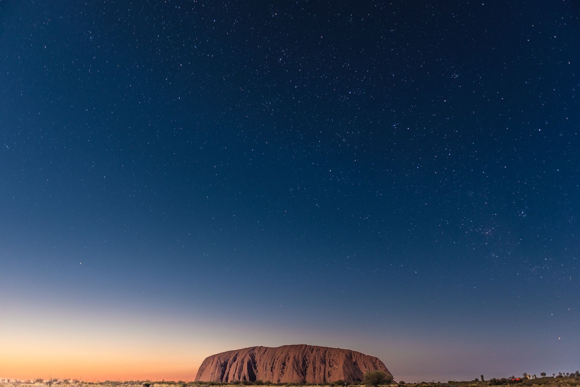 Uluru against a starry sky, Alice Springs, NT