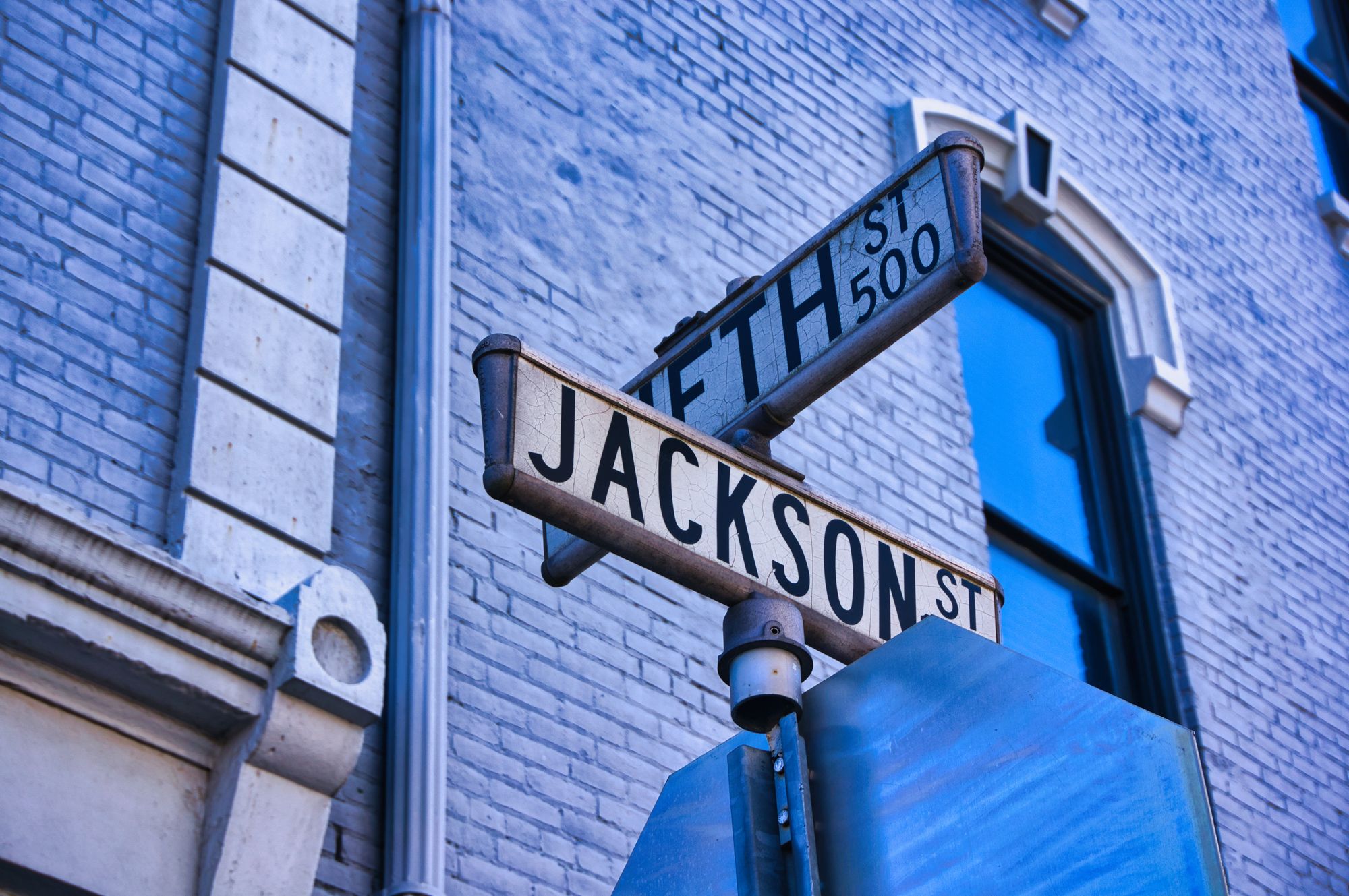 Fifth and Jackson street sign in the Oregon District
