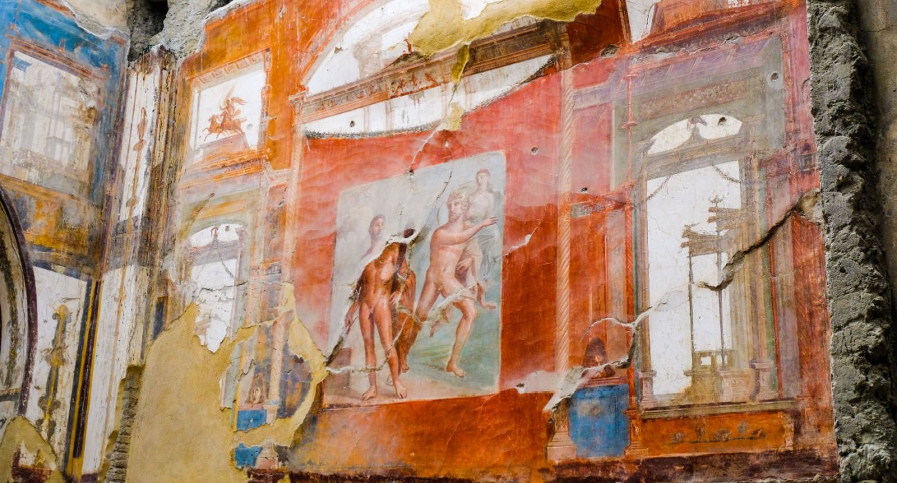 Frescos and ruins at Herculaneum