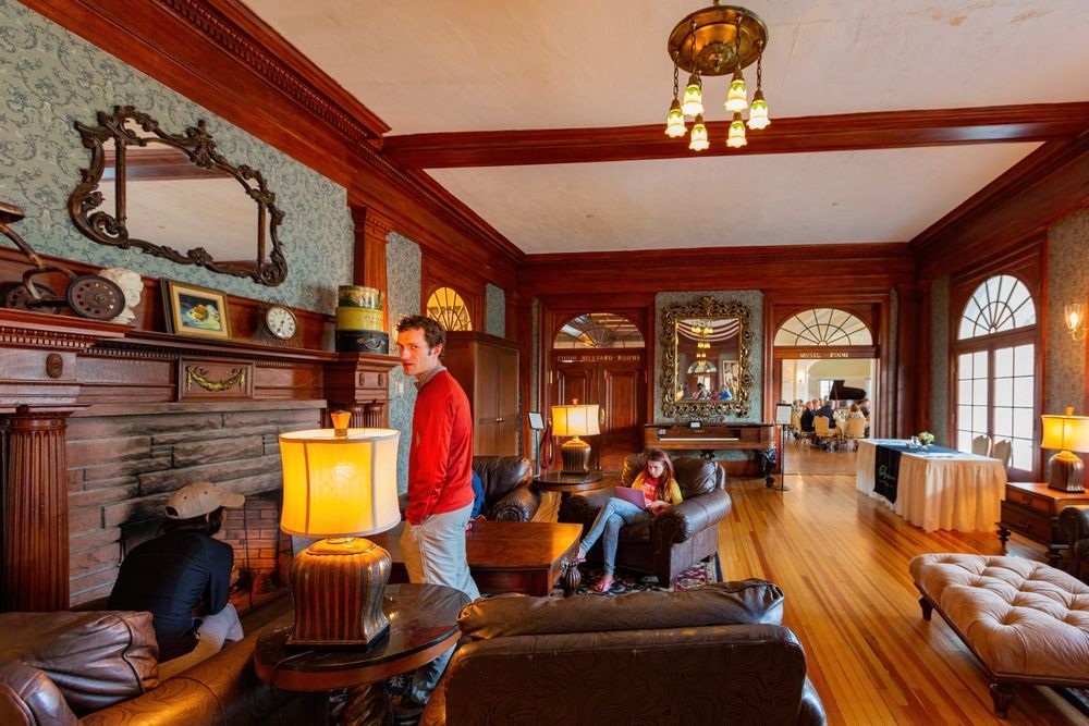 Interior view of the historical Stanley Hotel in Estes Park