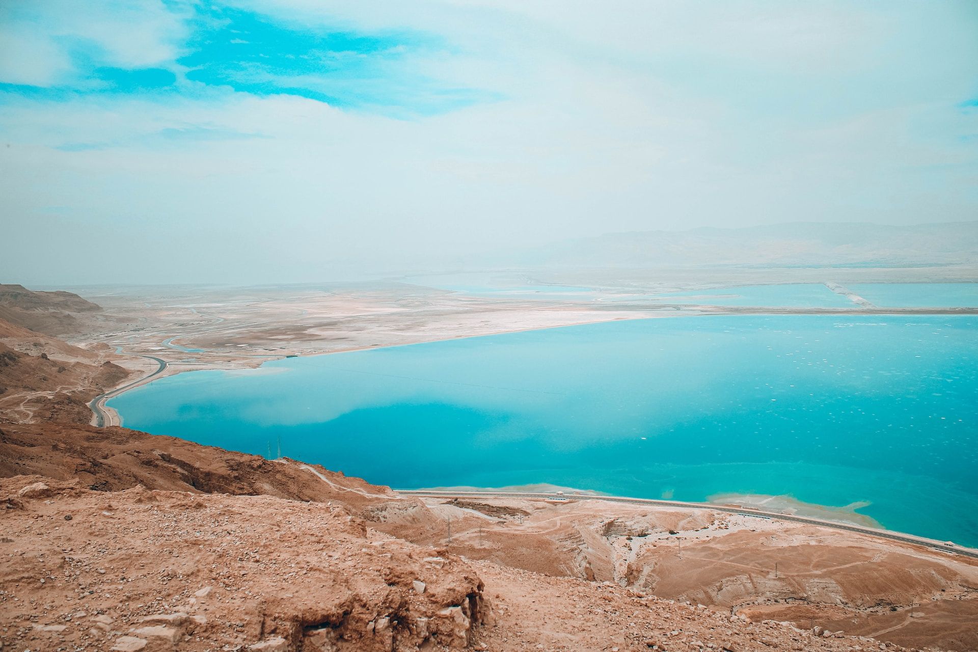 Dead Sea lake blue sky Jordan Israel