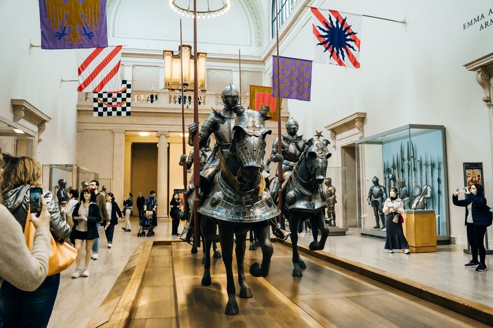 Knights and armour room in the Metropolitan Museum of Art