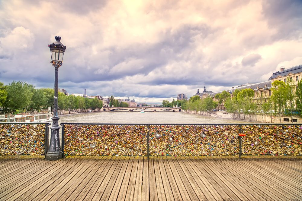 Love padlocks on Pont des Arts bridge