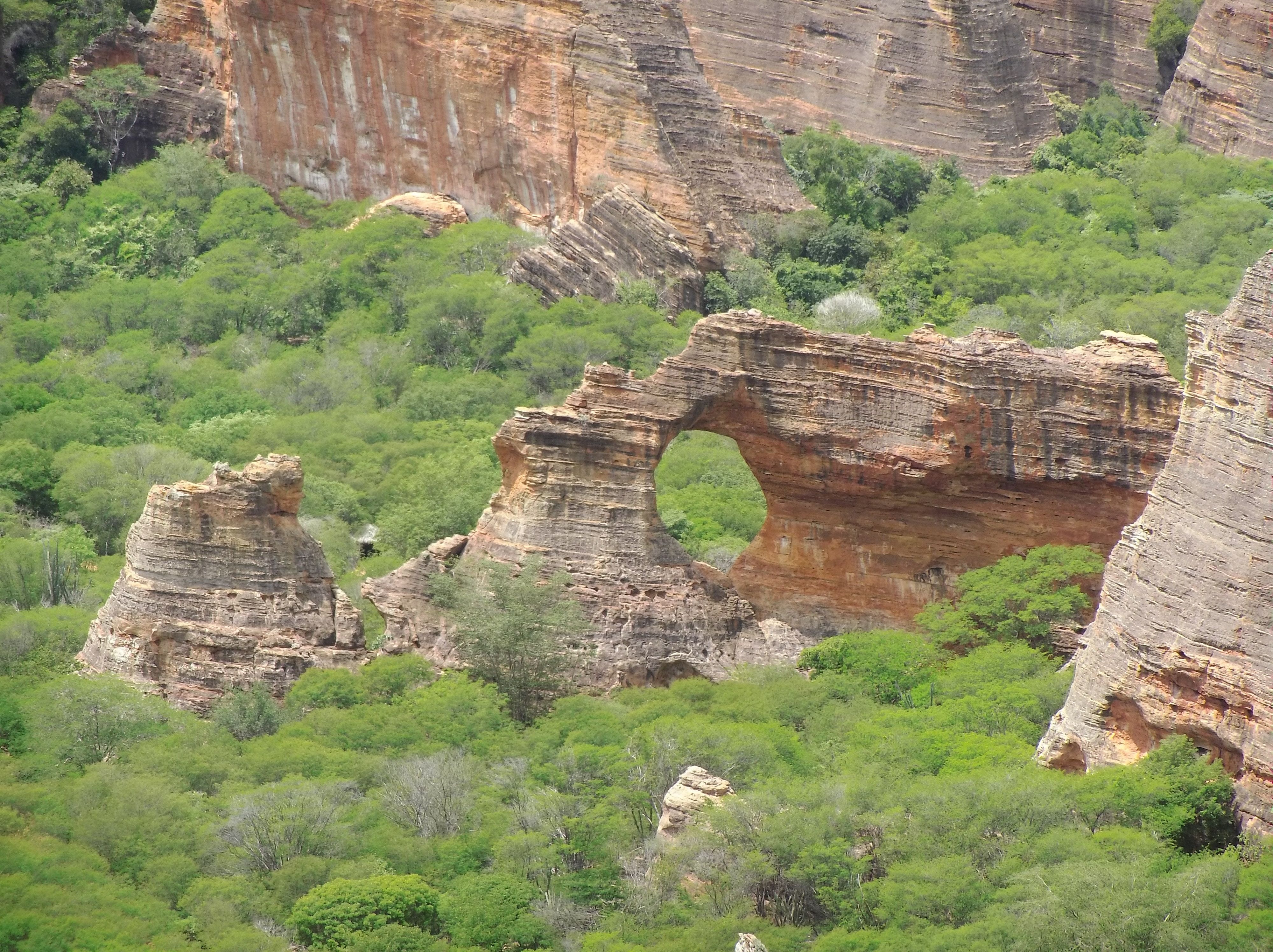 Rock formations surrounded by vegetation in Serra da Capivara National Park Brazil