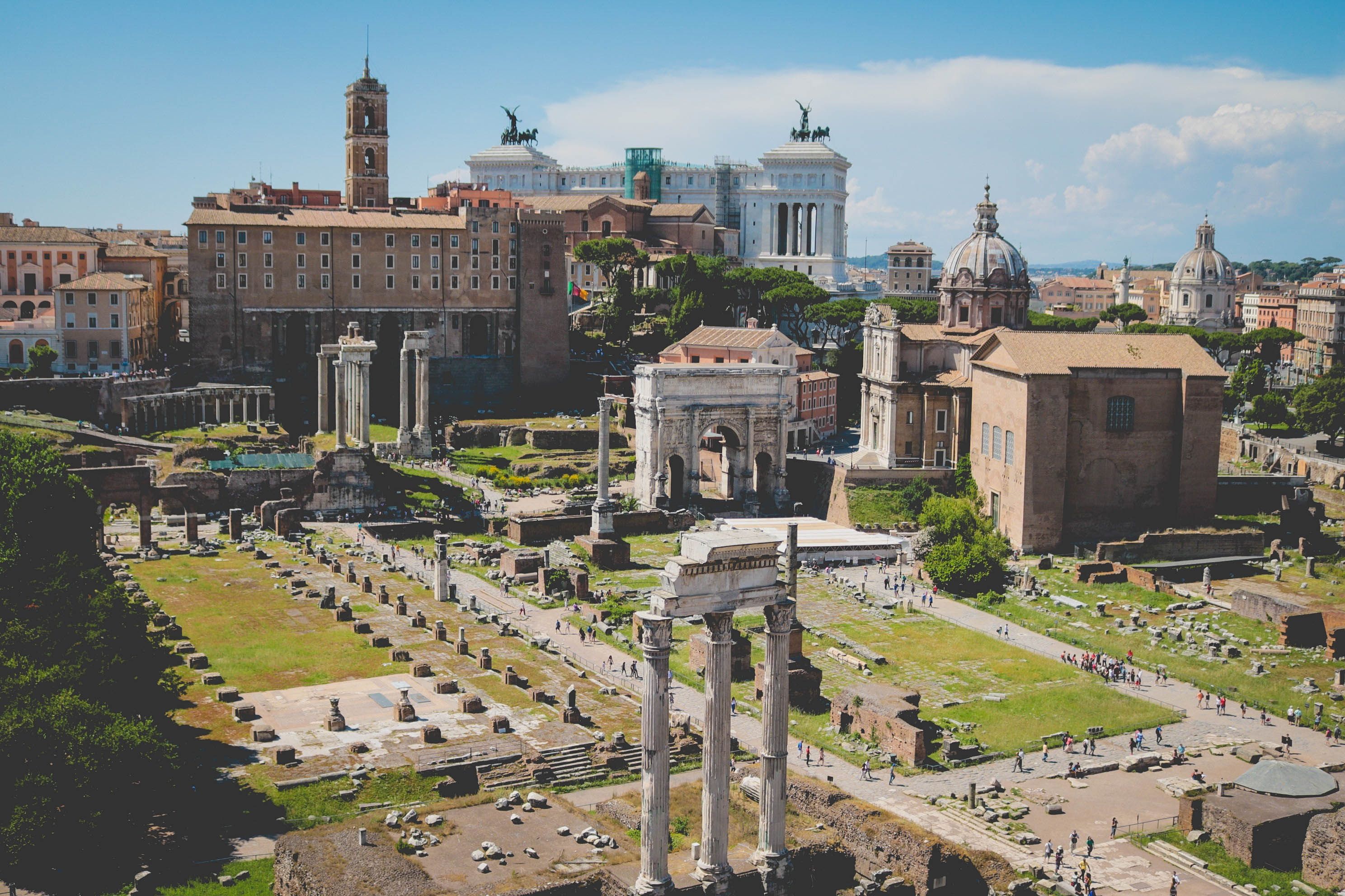 Aerial view of the Tempio del Divo Claudio, Rome, Italy.