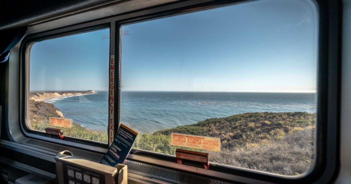 Ocean view from the Coast Starlight Amtrak train