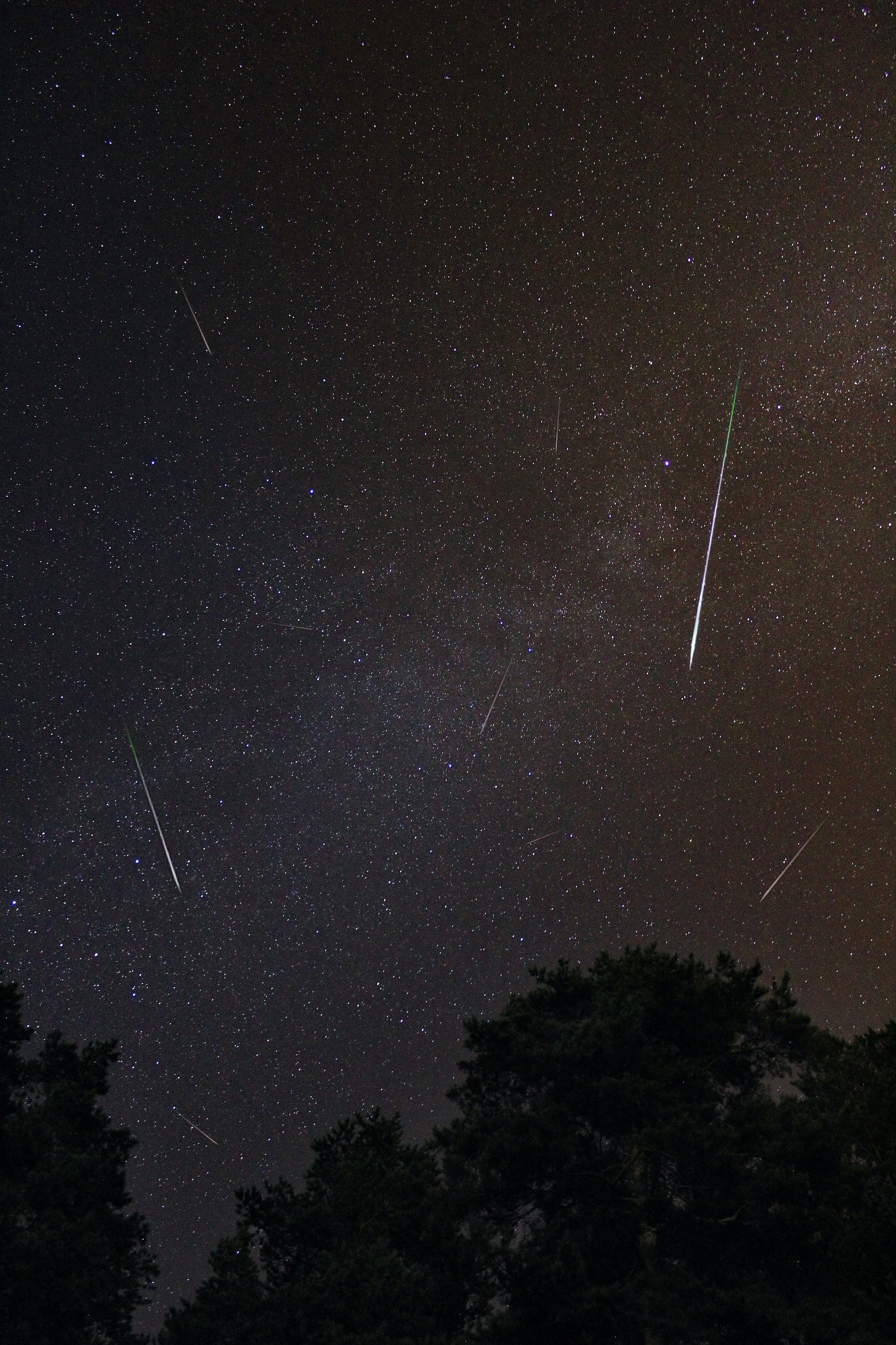 Meteor shower against the night sky