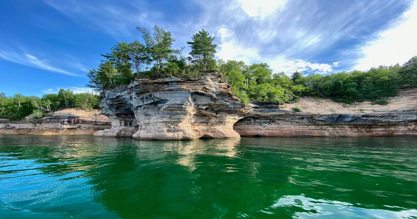 A blue sky along Pictured Rocks National Lakeshore on Lake Superior in Pure Michigan’s Upper Peninsula