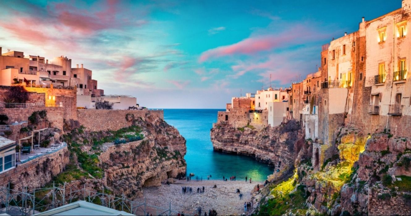 The town of Polignano in the Puglia region of Italy, Europe