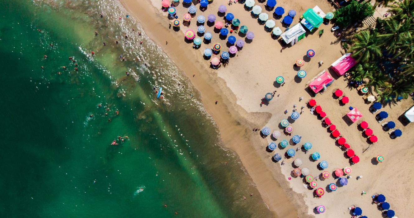 An aerial view of Sayulita's main beach, Mexico