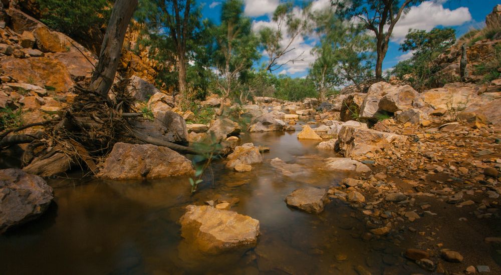 Streams and rocky trails in Mount Isa in Queensland, Australia