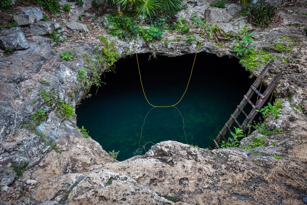 Cenote Cavalera, also called the Temple of Doom, Tulum, Mexico