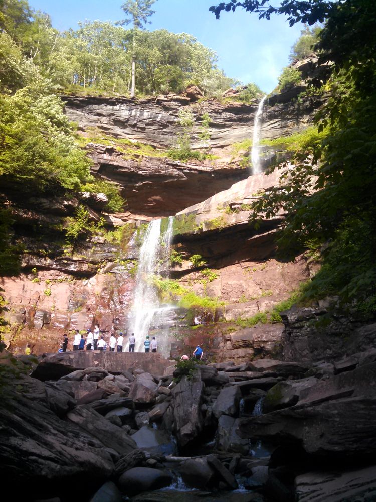 Kaaterskill Falls via a hiking trail near Tannersville, New York, USA
