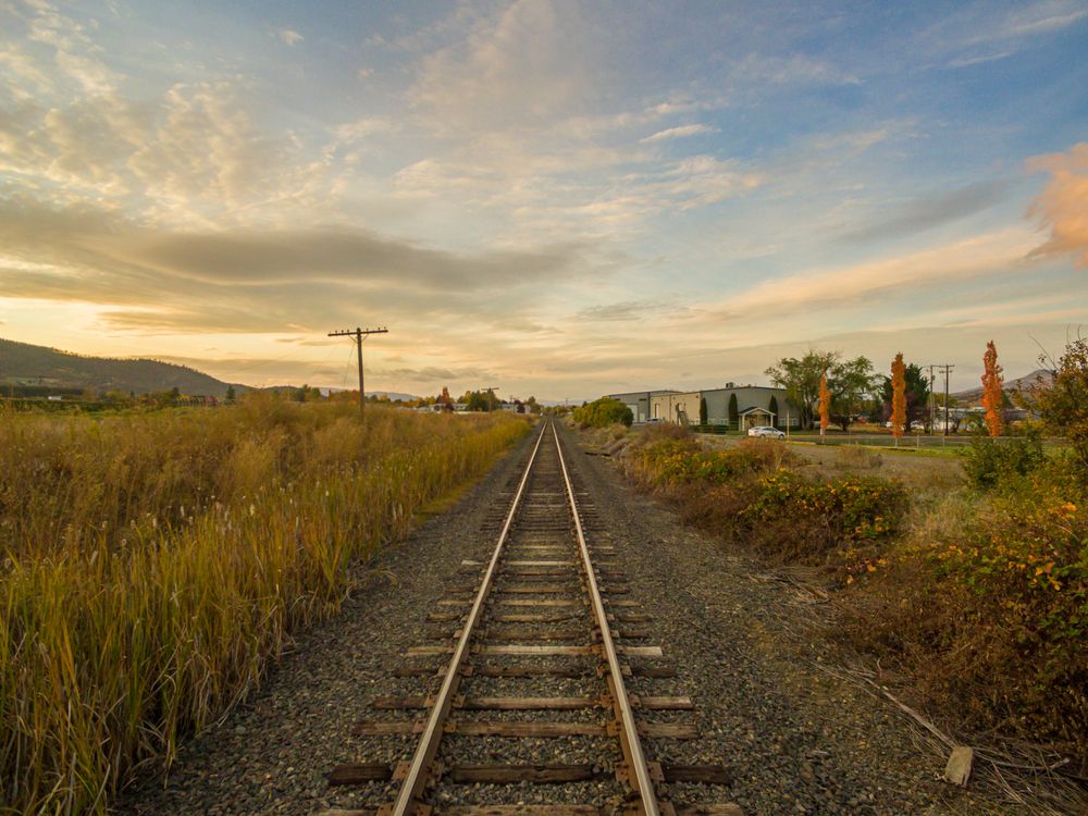 A railway line in Medford, Oregon