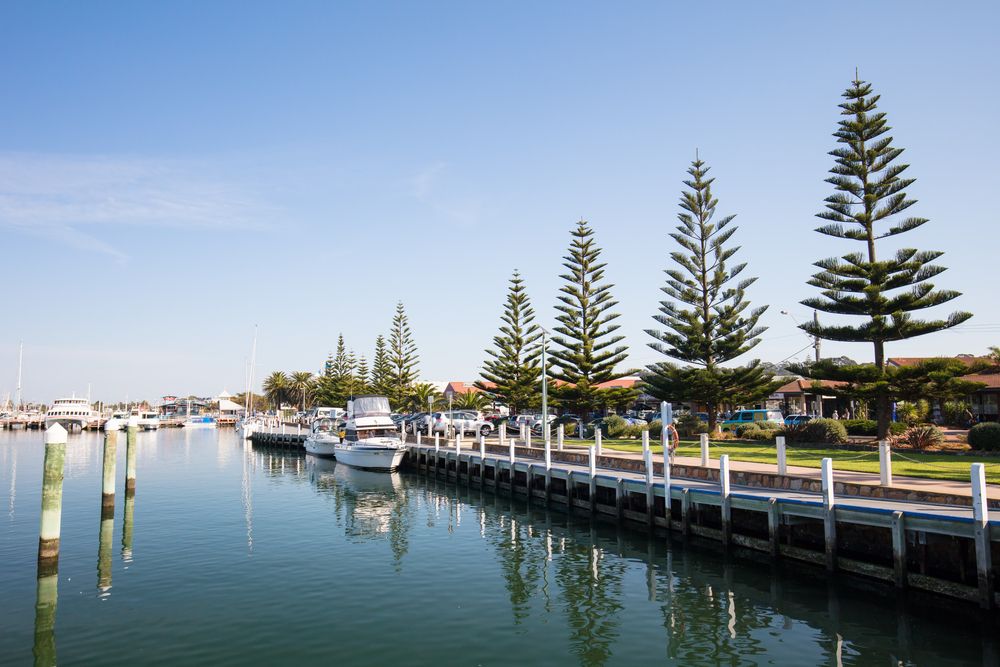 The coastal town of Lakes Entrance in Victoria, Australia