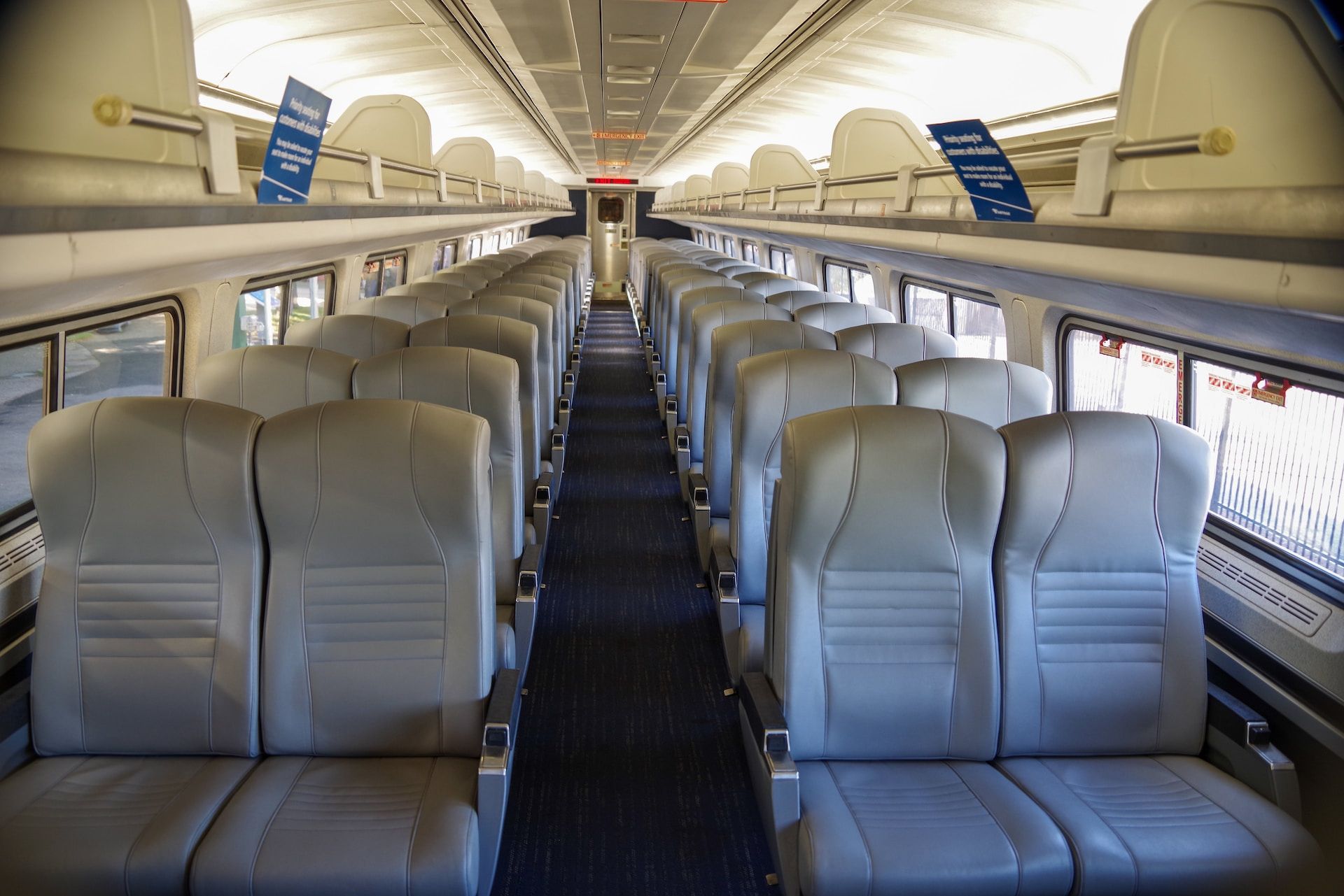 Interior of an Amtrak train Coach service