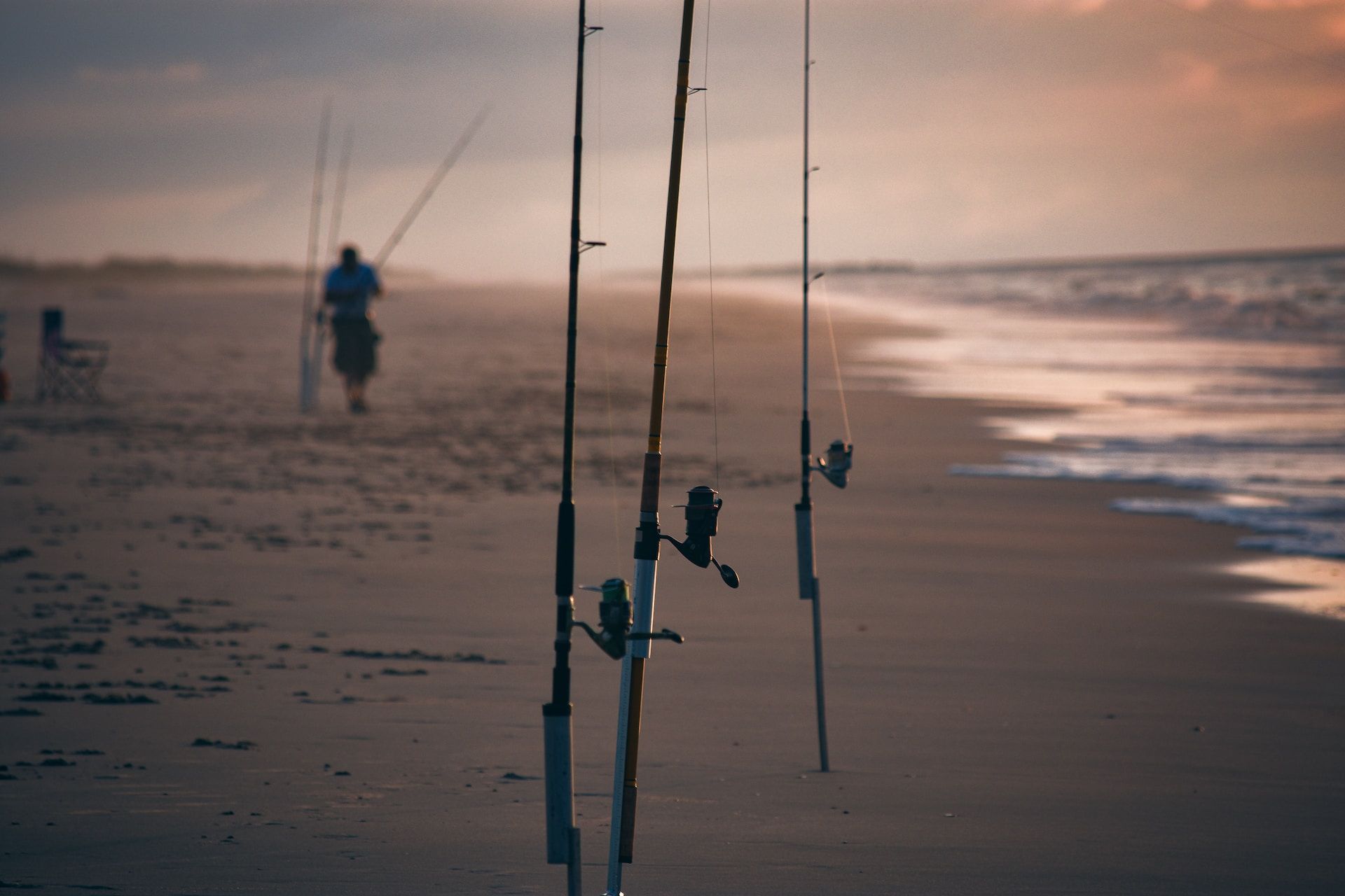 Fishing rods in the sand in South Carolina
