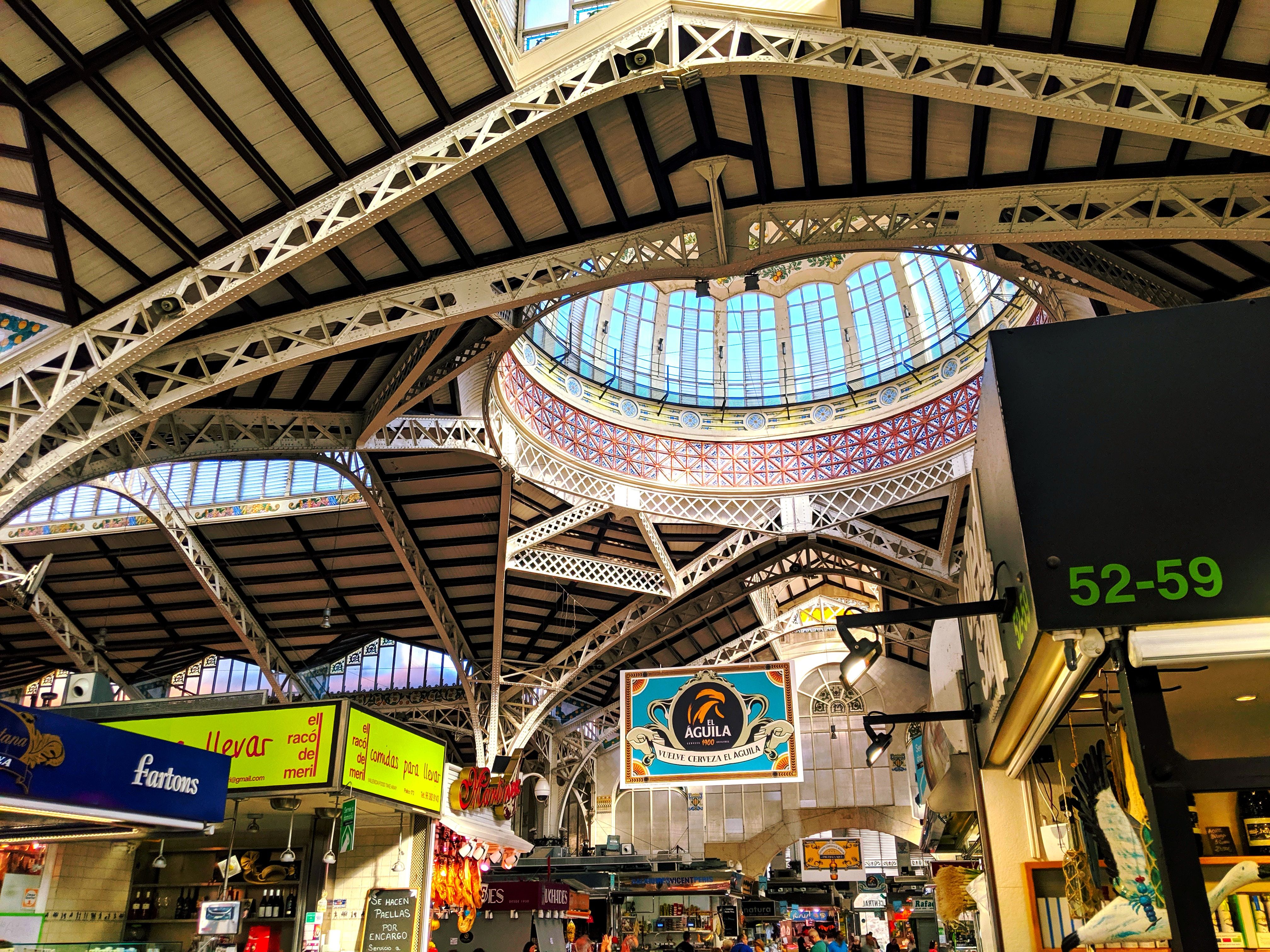 The ceiling of the Central Market of Valencia Spain