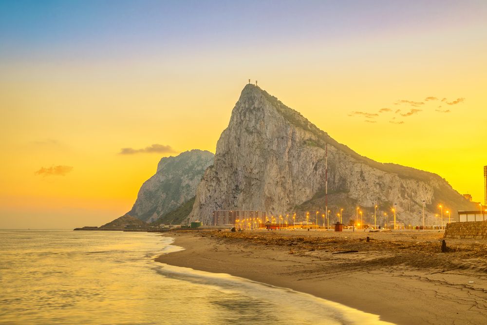 View on Gibraltar rock at sunset