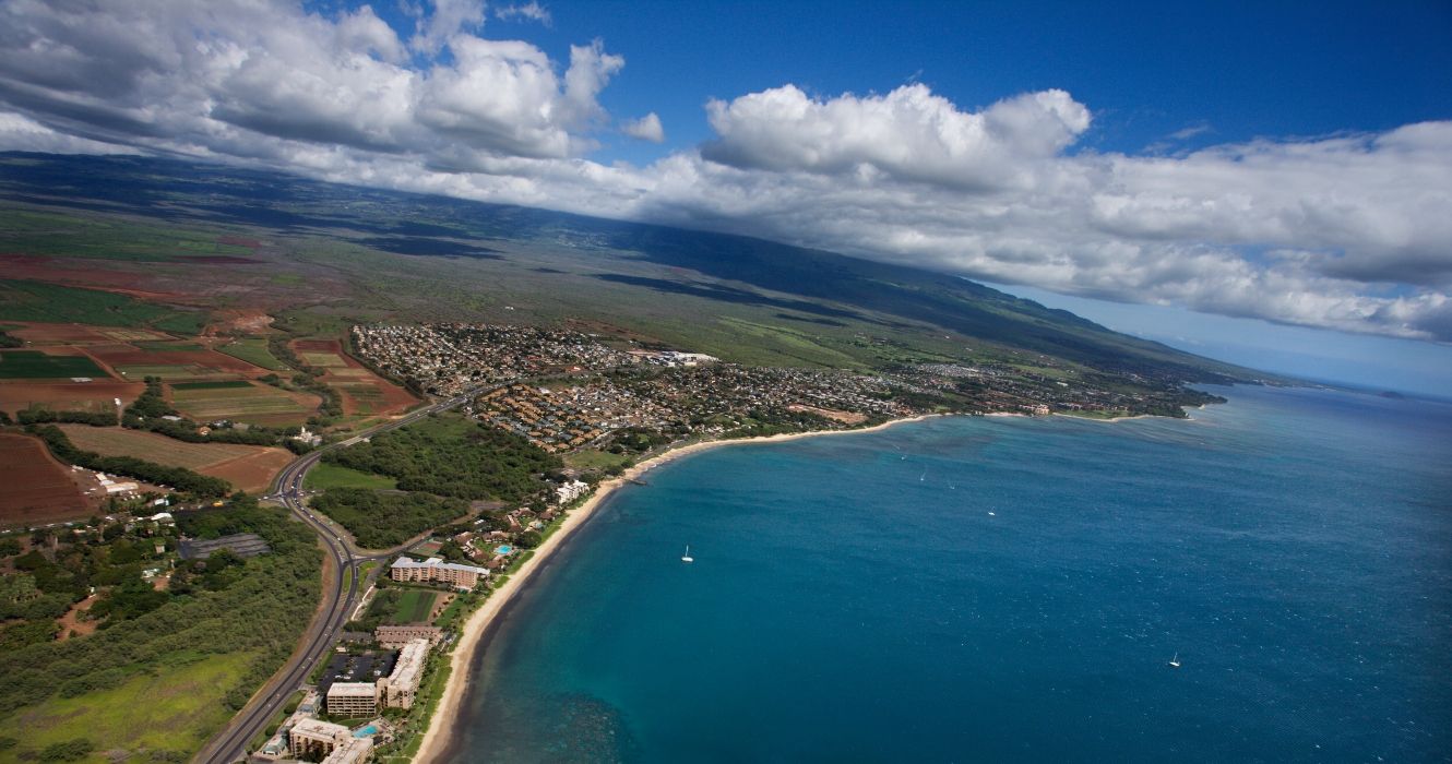Aerial view of Maui's coastline Hawaii