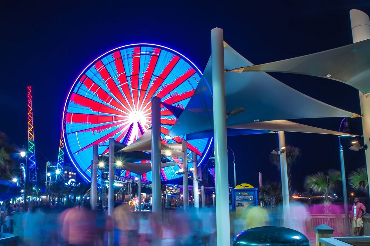 Myrtle Beach ferris wheel at night, Myrtle Beach 