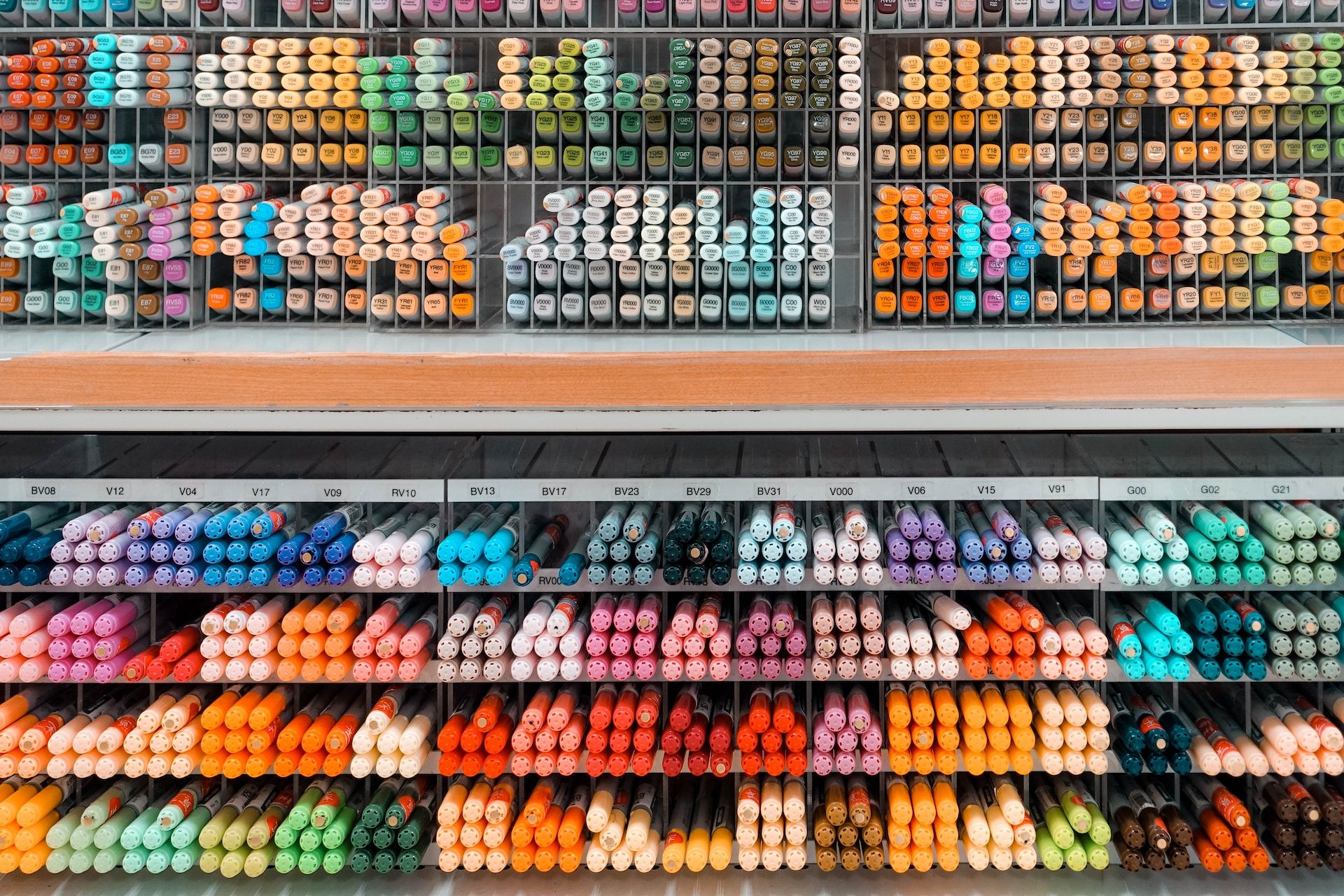 Rows of markers in Japan