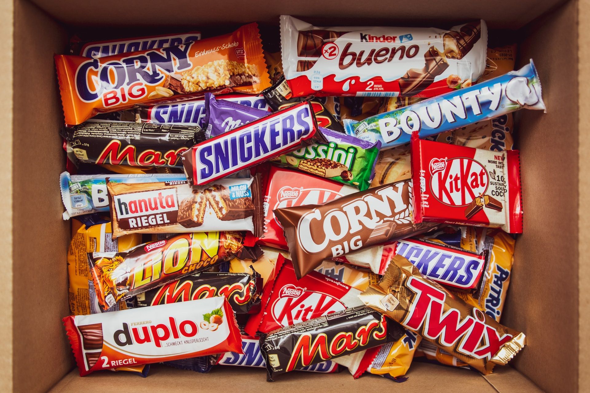 A box of chocolate bars