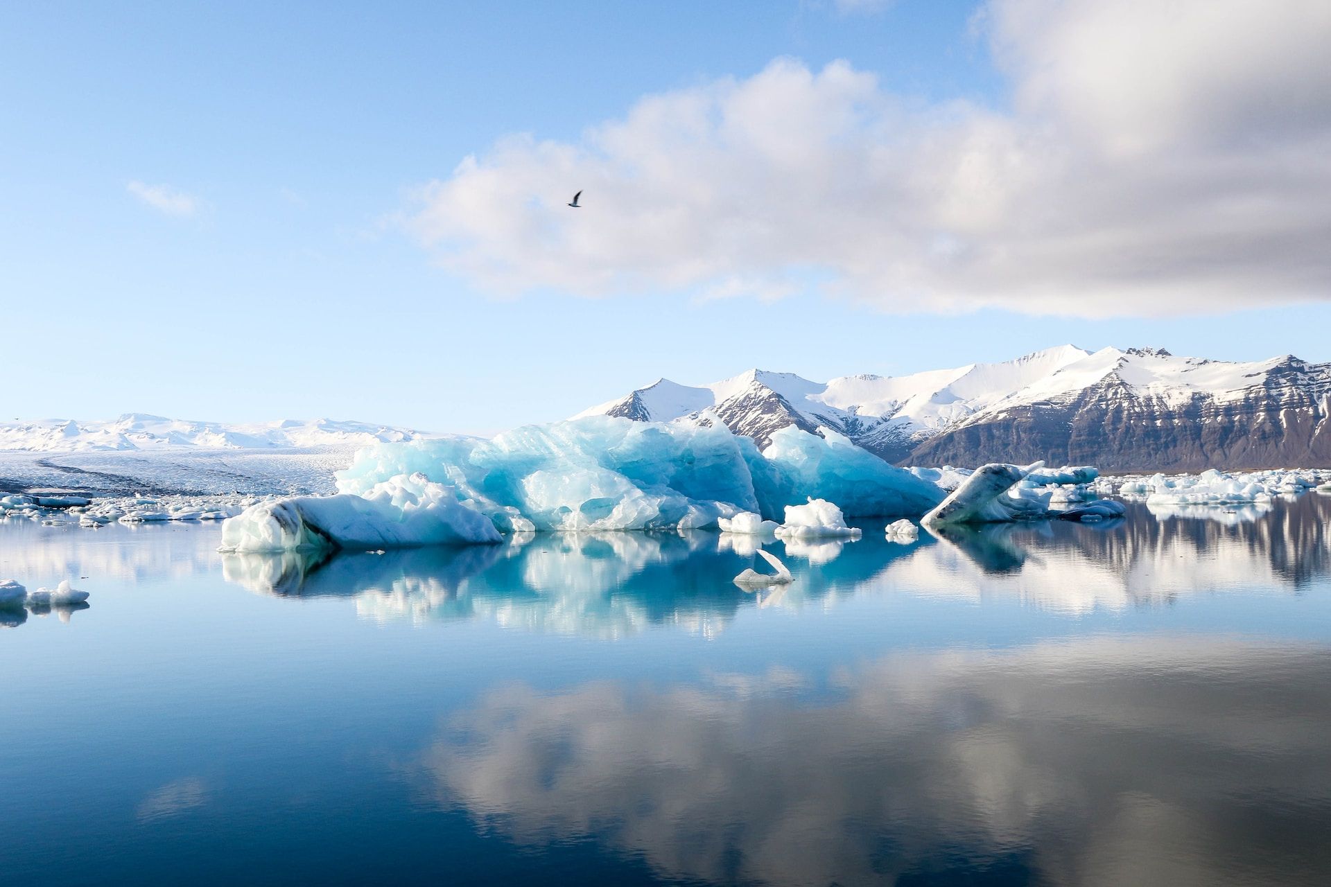 Iceberg reflection in Jökulsárlón, Iceland 