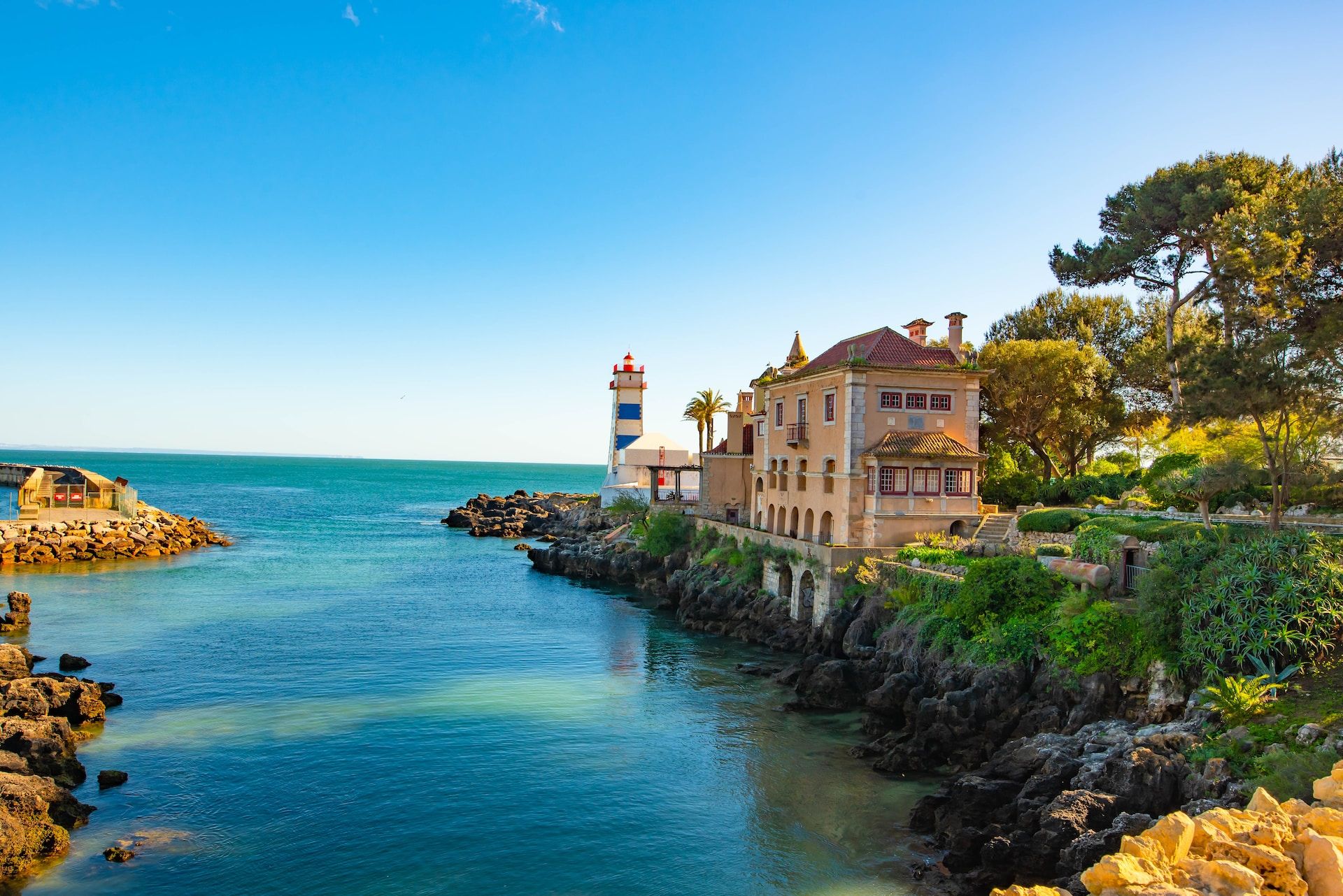 Santa Marta Lighthouse in the Cascais Municipality, Portugal