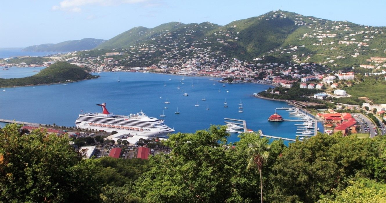 Panoramic View of the harbor on the Island of St.Thomas. US Virgin Islands