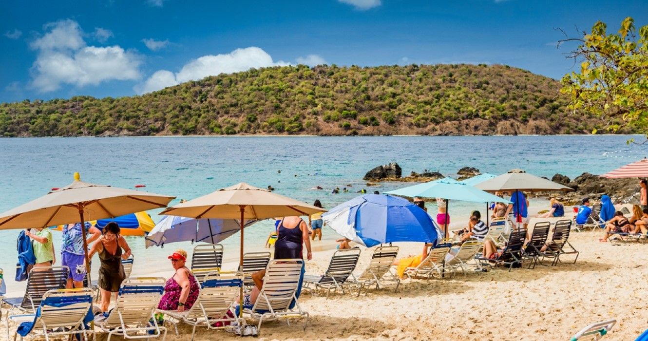 People on the beach in St Thomas, US Virgin Islands