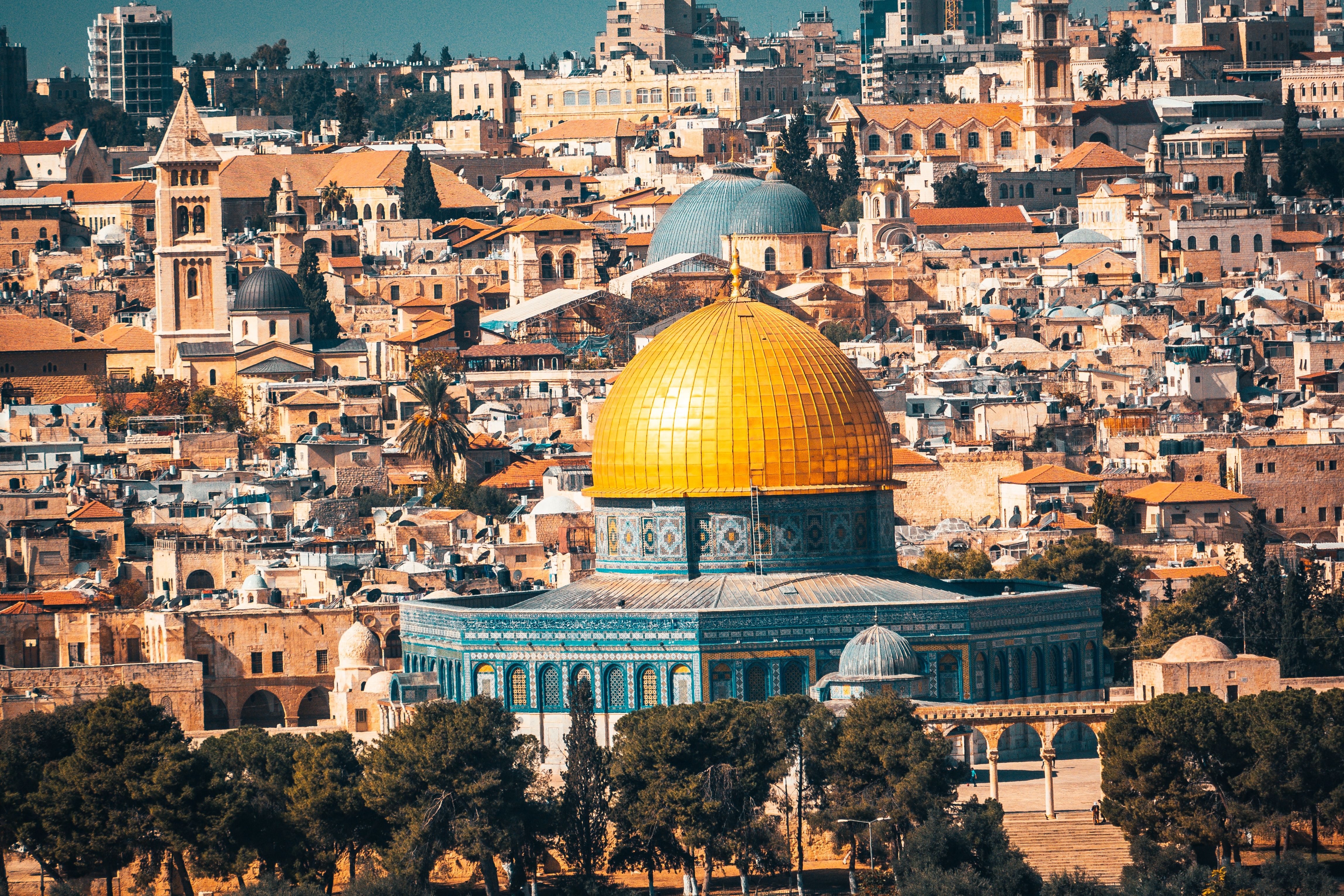 Όρος ναού - χρυσός θόλος του τζαμιού βράχου στην παλιά πόλη της Ιερουσαλήμ, Ισραήλ