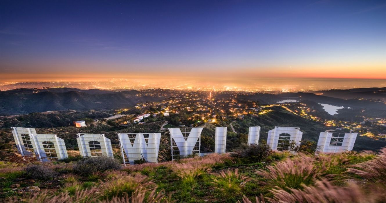 The Hollywood sign overlooking Los Angeles, California, USA