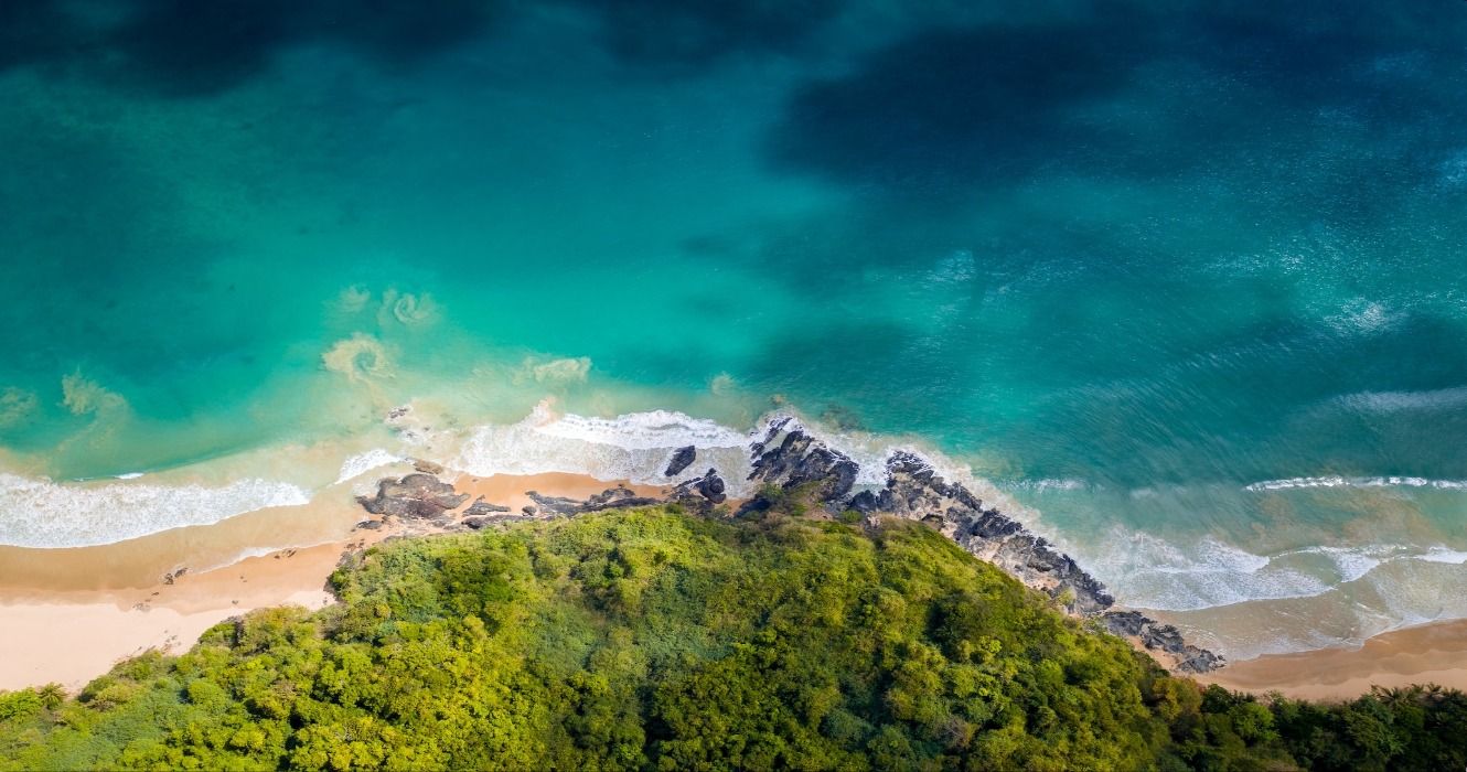 An aerial view of a beach in Palawan, Philippines