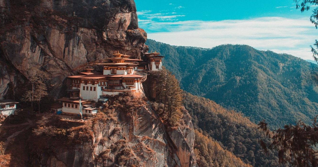 Tiger's Nest Monastery is located on a cliff side on Taktsang Road, Paro, Bhutan
