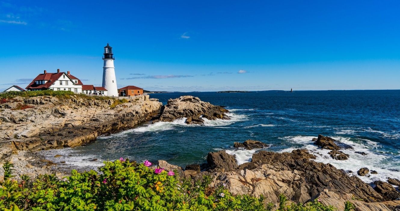 Portland Head Light in Portland, Maine, Cape Elizabeth Lighthouse, Cape Elizabeth, United States