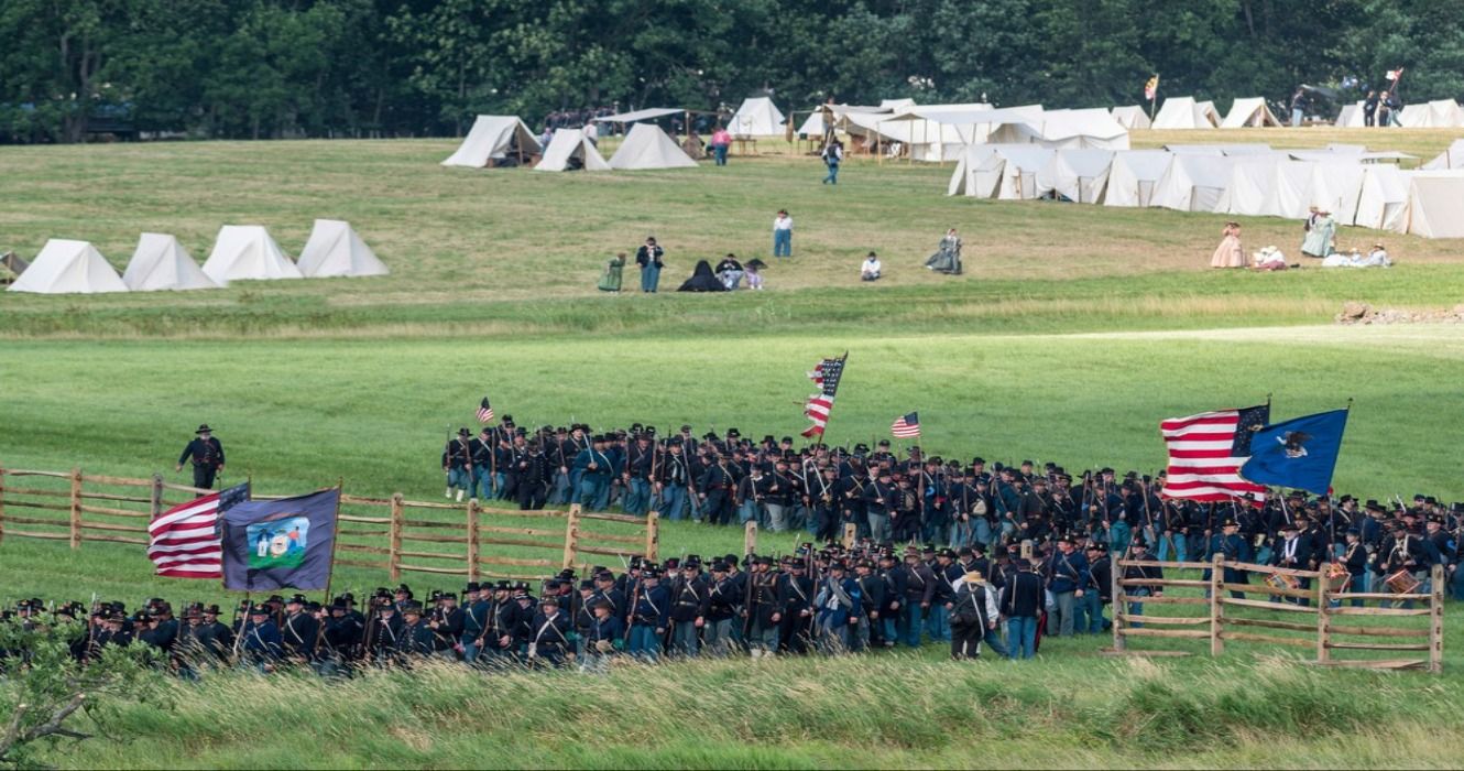 Gettysburg Civil War battle reenactment in Gettysburg, Pennsylvania, USA
