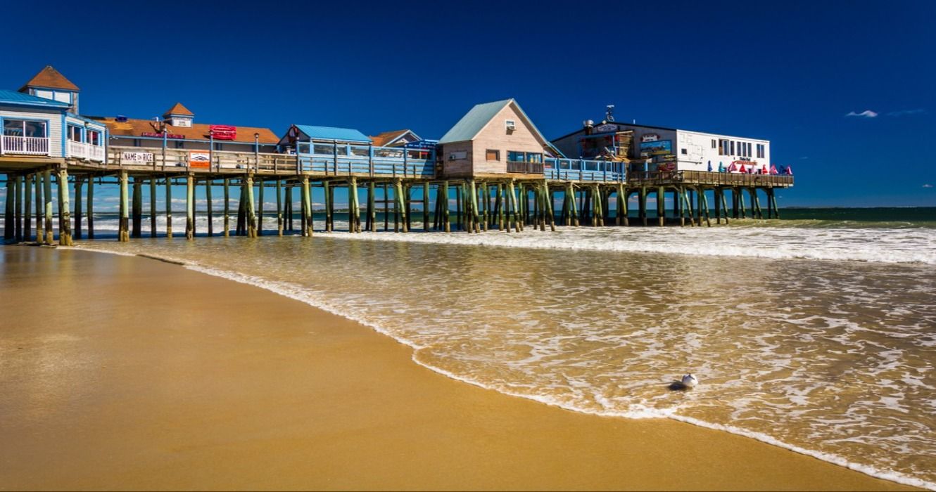 The Atlantic Ocean and Old Orchard Beach Pier, Maine, United States