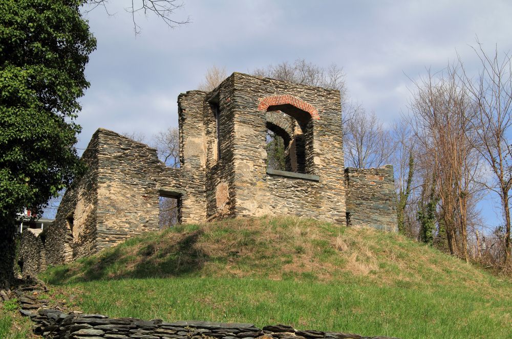 The ruins of St. John's Episcopal Church are a historical landmark that hikers can find along the Appalachian Trail as it makes its way through Harpers Ferry, West Virginia