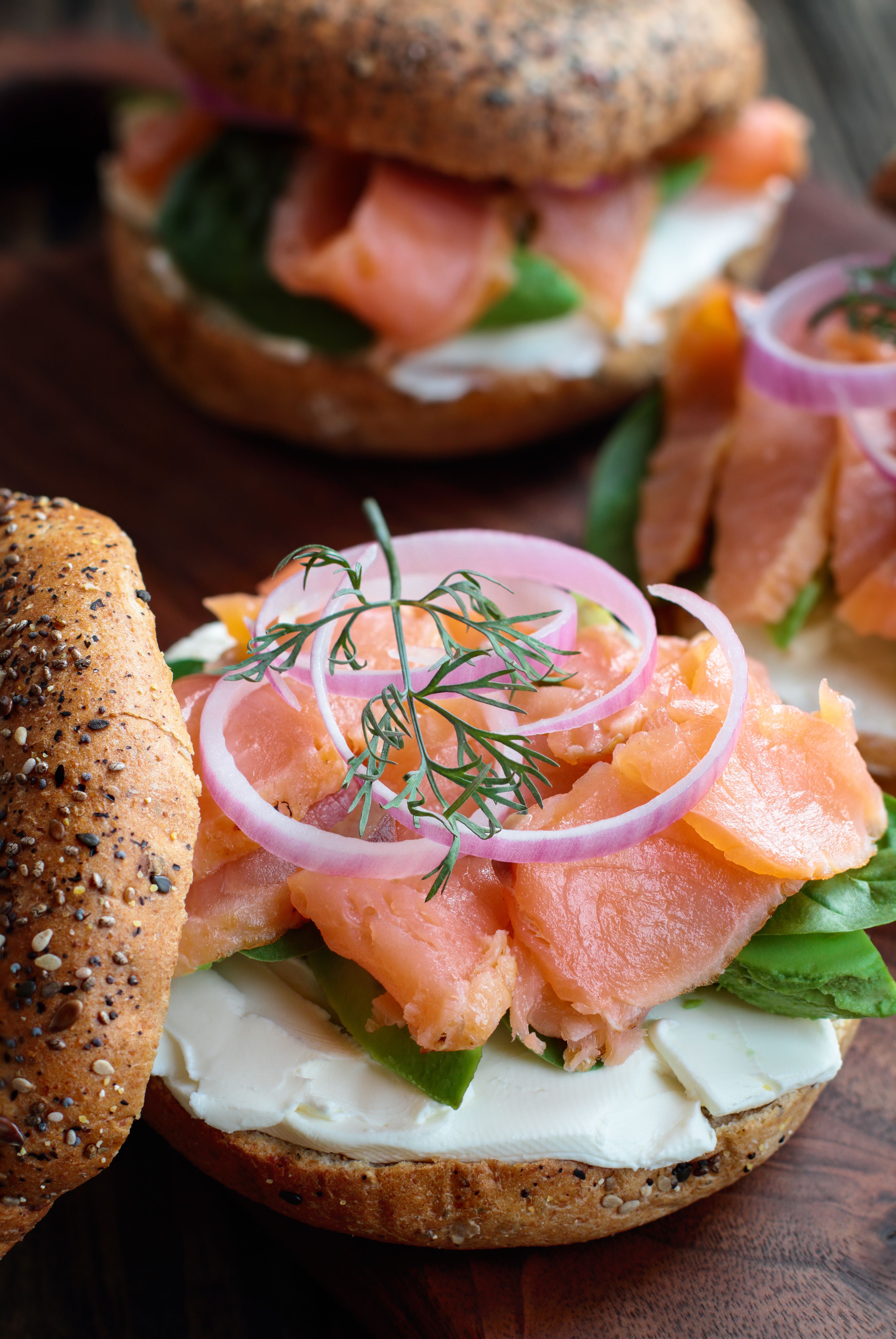 everything bagel with lox and cream cheese