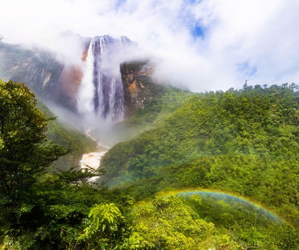 Scenic view of the world's highest waterfall Angel Falls in Canaima Venezuela