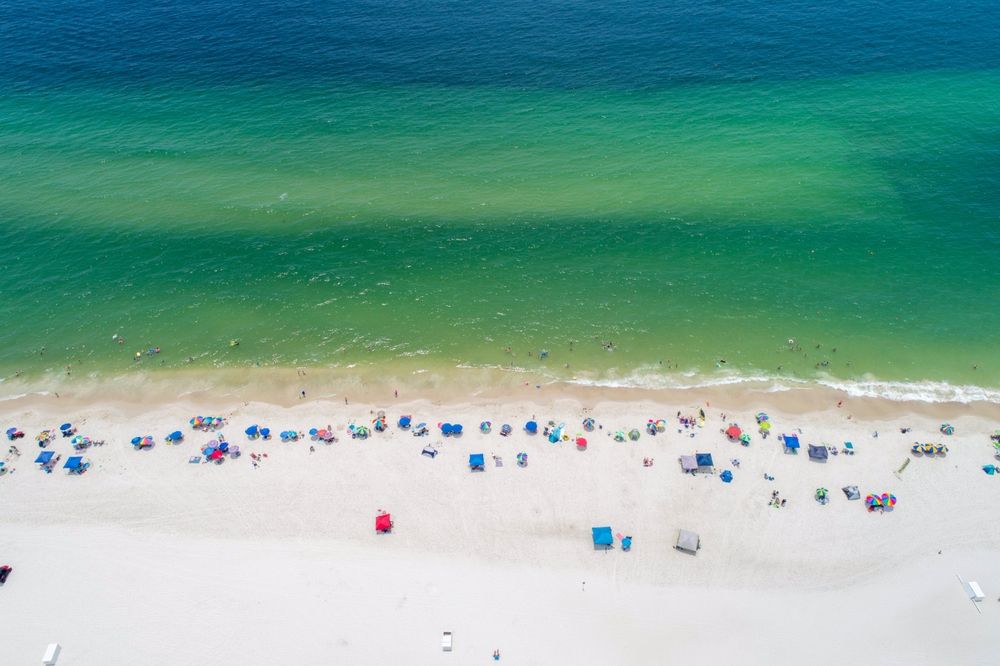 Aerial view of the beach at Gulf Shores, Alabama, USA