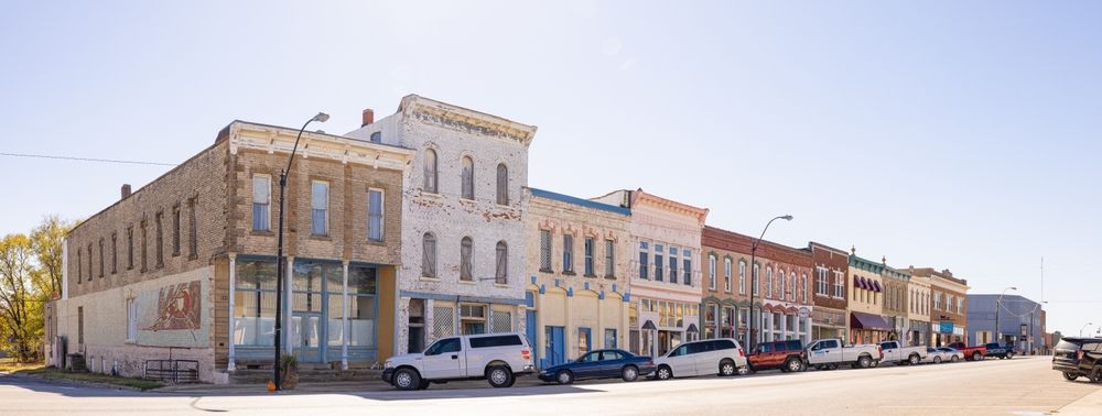 The old business district in Sedan, Kansas, USA