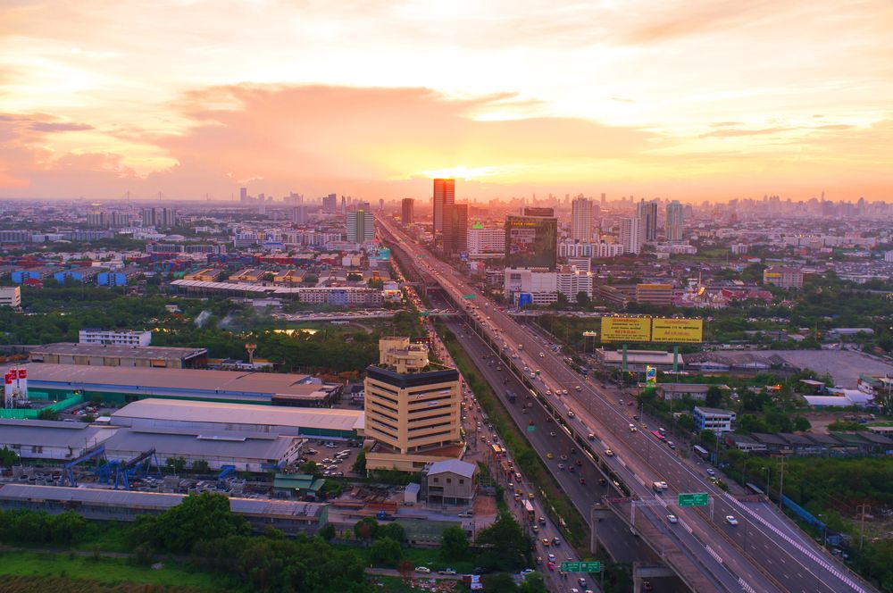 Elevated Bang Nak Expressway in Bangkok, Thailand