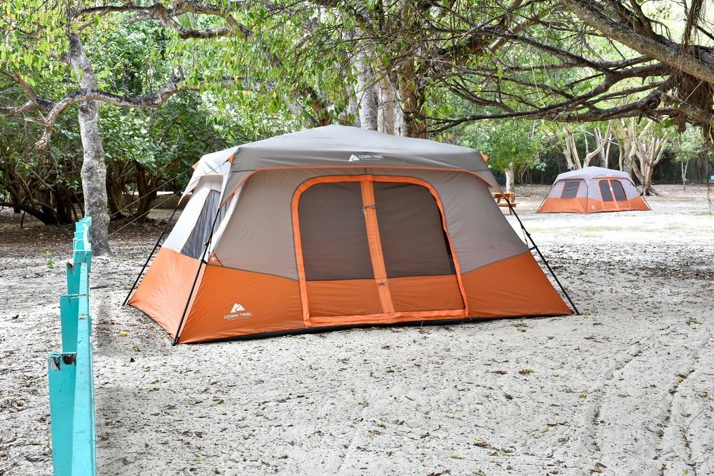 Tents at a campground near Flamenco Beach, Culebra Island, Puerto Rico