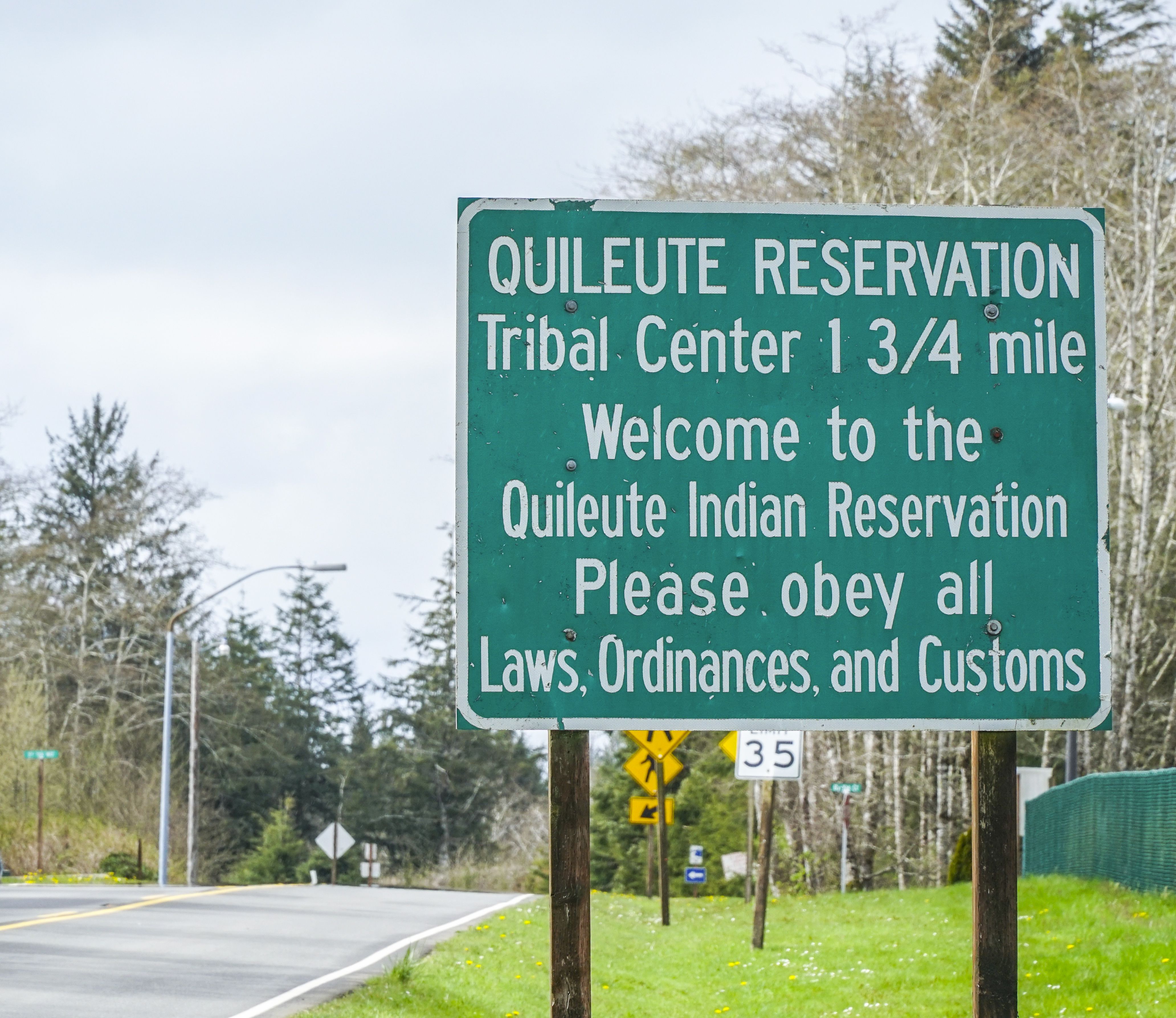 A sign for the Quileute Reservation in Forks, Washington