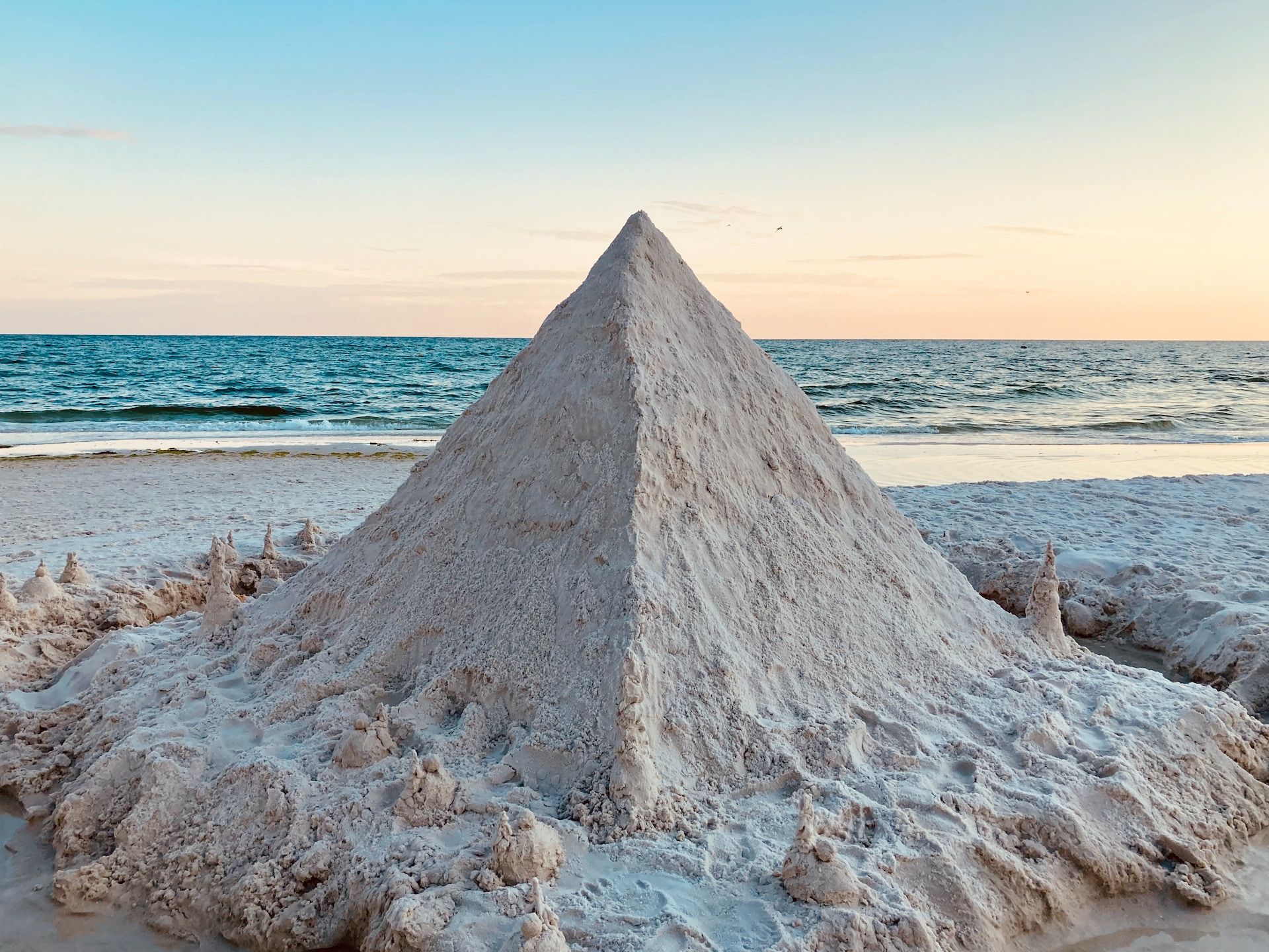 A sand castle on a beach in Gulf Islands National Seashore, Florida, USA