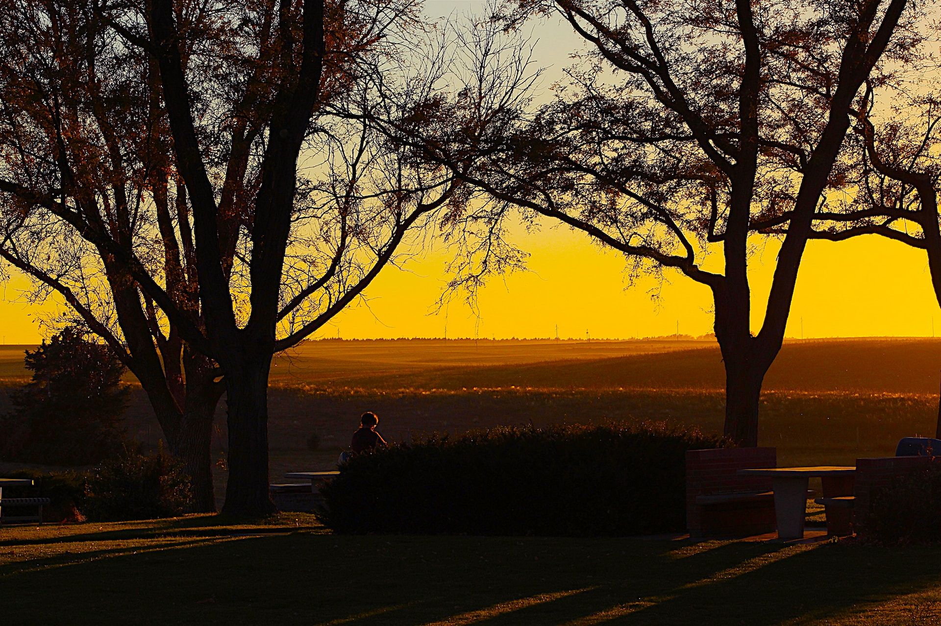 The sun is setting in North Platte, Nebraska