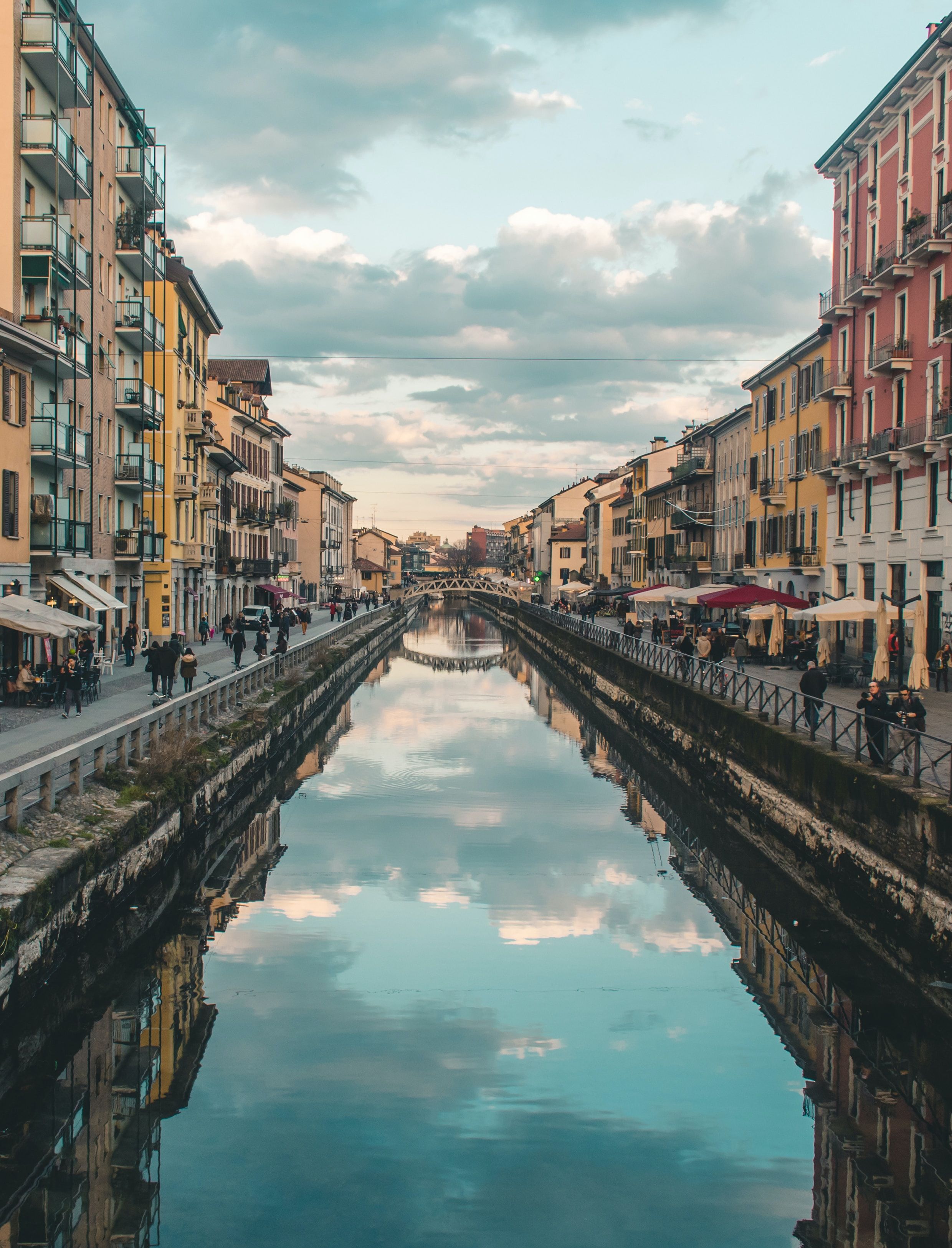 Canal in Milan sunset