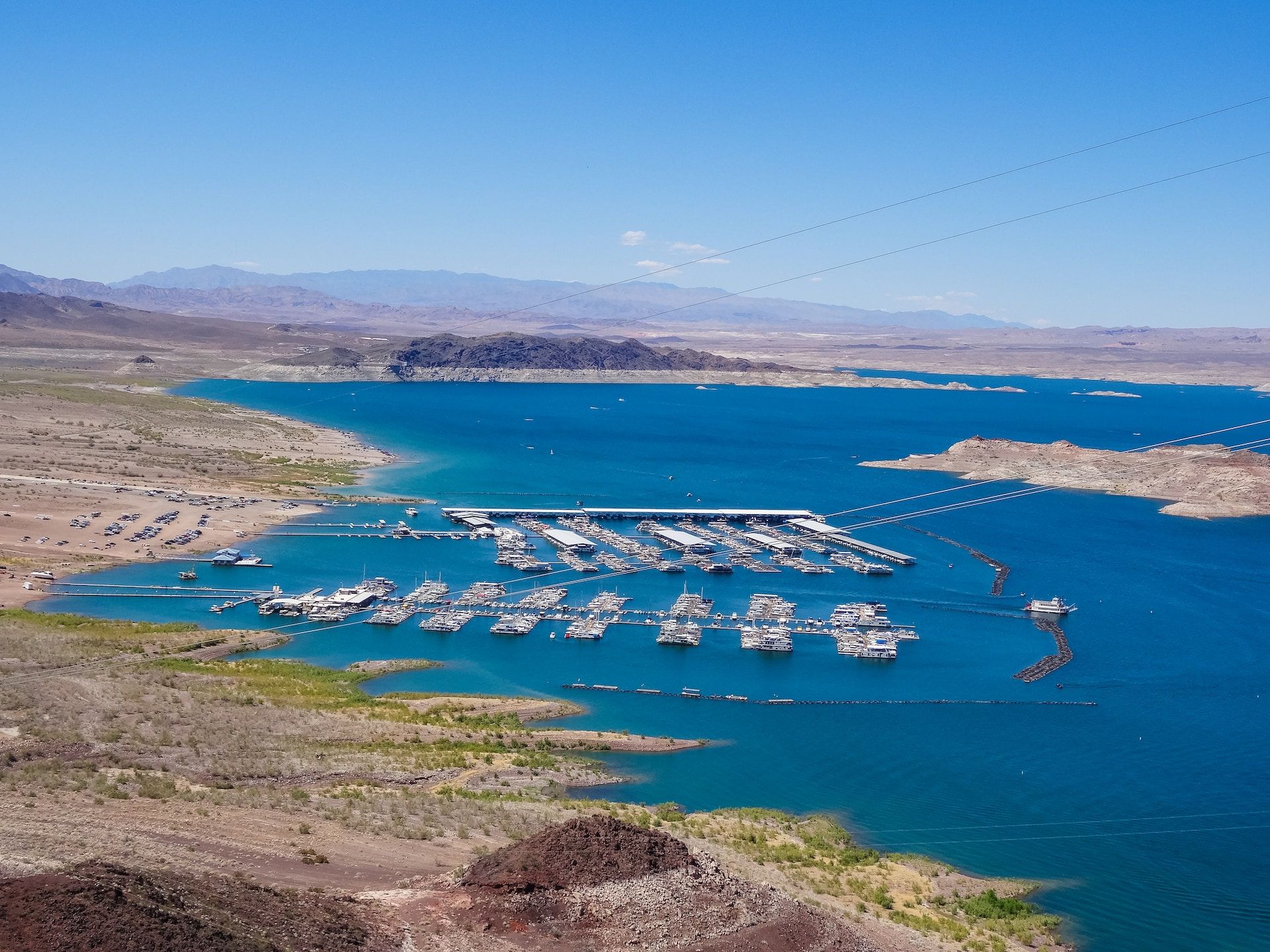 Lake Mead marina from a viewpoint above Hoover Dam, Nevada 